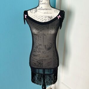 Mesh Fringe Lingerie Dress